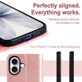 Rosegold Wallet Case for iPhone 17 with 3 Card Slots