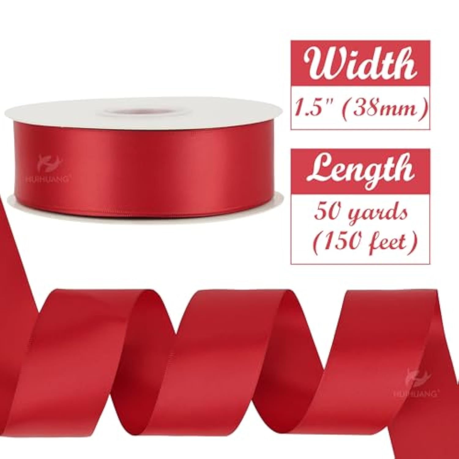 Red Ribbon 1-1/2 Inch Satin Ribbon, Red Double Faced Satin Ribbon For