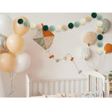 Boho Pom-Pom Garland Sage Green - Set Of 2, Sage Nursery Wall Decor, Baby Shower Wedding Backdrop, Christmas Fireplace Mantel, Gender Neutral