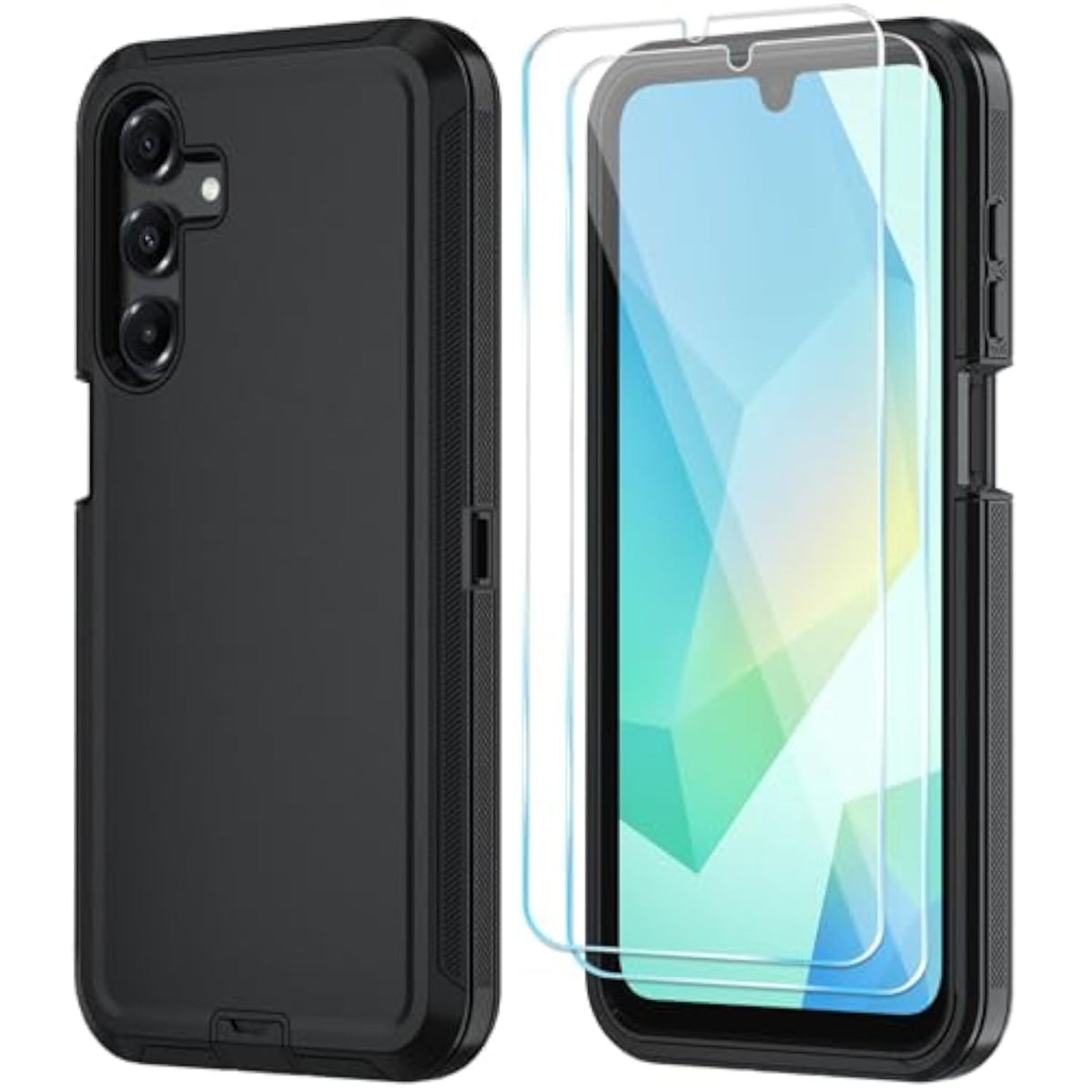for Samsung Galaxy A16 5G Phone Case, Black - 3-Layer Heavy Duty Full-Body Protector with Raised Edges and Precise Hole Position