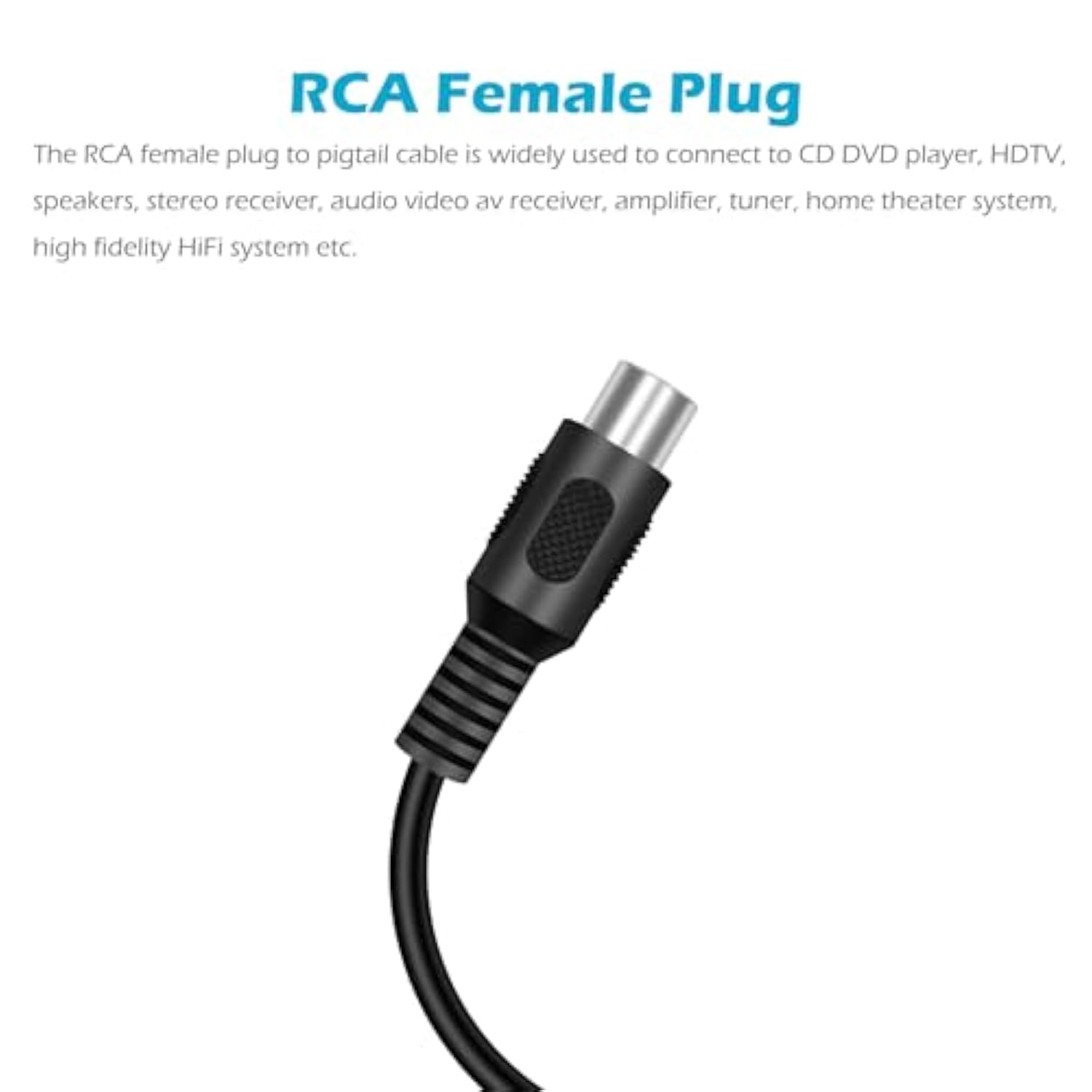 2-Pack Rca Female Plug To Speaker Wire Bare Wire Pigtail Connector Adapter Repair Audio Video Rca Jack Cable For Av Receiver Speaker Amplifier Tv Subwoofer