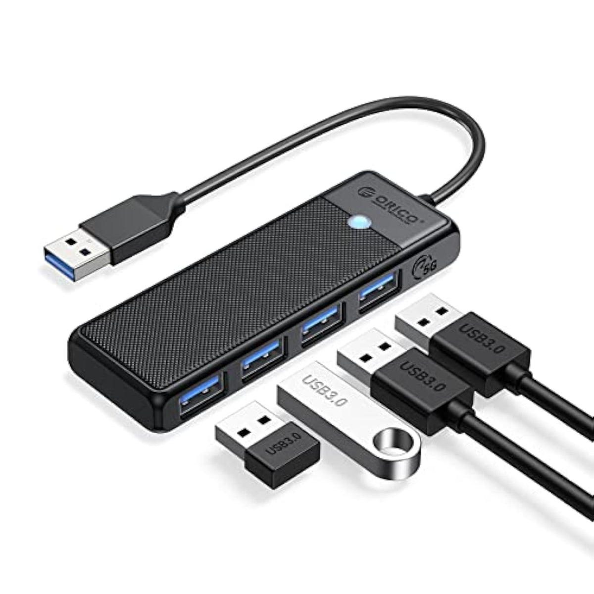 USB 3.0 Hub, ORICO 4-Port USB Hub, Ultra Slim USB Splitter for Laptop for MacB