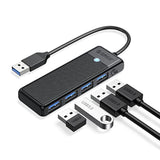 USB 3.0 Hub, ORICO 4-Port USB Hub, Ultra Slim USB Splitter for Laptop for MacB