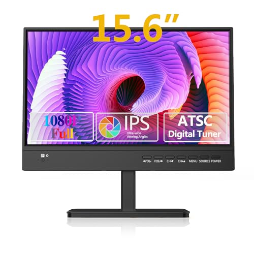 15.6 Inch Small Tv,Flat Fhd Ips 1080P Screen Tv With Antenna And Digital Atsc Tuner,Hdmi/Usb/Vga/Port,12 Volt Car Charger Cable/Ac Power For Kitchen And Caravan(Non Smart Tv)