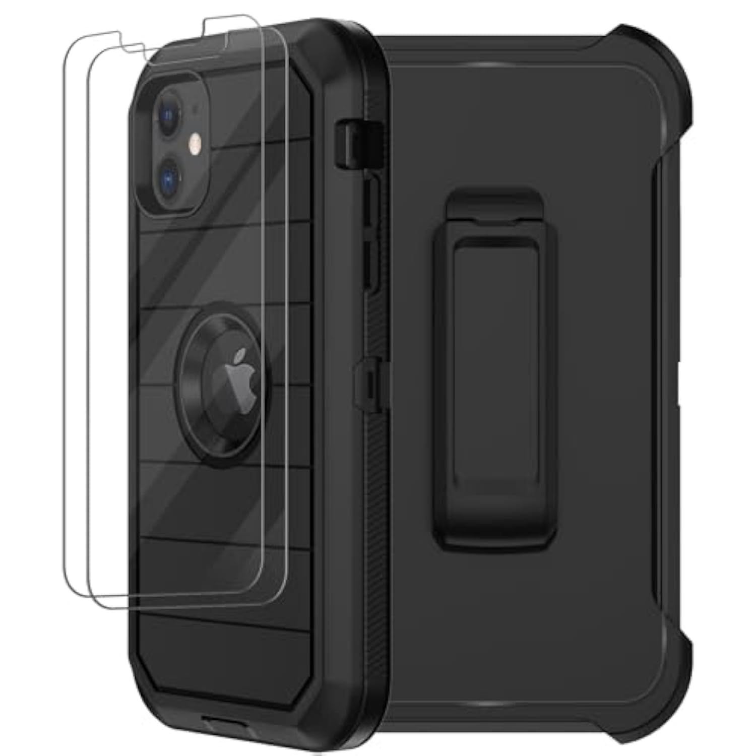 For Iphone 11 Case With Belt Clip Holster, 2 X Screen Protector, [Military Grade] Heavy Duty Full Body Shockproof Dust-Proof Drop Proof Rugged Protective Cover For Apple Iphone 11 (Black B)