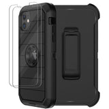 For Iphone 11 Case With Belt Clip Holster, 2 X Screen Protector, [Military Grade] Heavy Duty Full Body Shockproof Dust-Proof Drop Proof Rugged Protective Cover For Apple Iphone 11 (Black B)