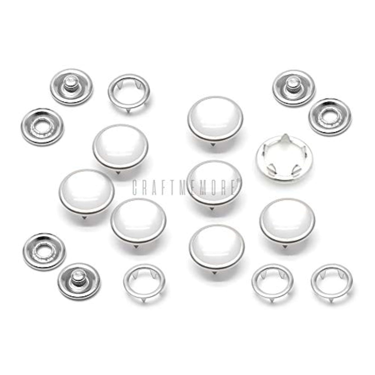 20 Sets 10.5Mm Cloudy White Pearl Snaps Fasteners Pearl-Like Button Fo