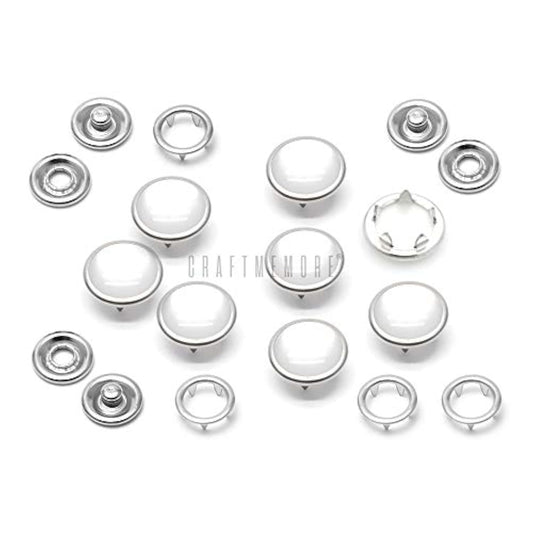 20 Sets 10.5Mm Cloudy White Pearl Snaps Fasteners Pearl-Like Button Fo