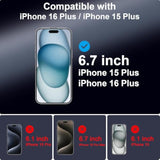 Privacy Screen Protector For Iphone 16 Plus/Iphone 15 Plus Tempered Glass Film, Full Coverage Edge To Edge, Anti Spy Private, 9H Hardness, 2 Pack, 6.7 Inch