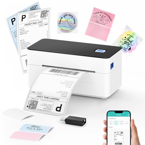 Bluetooth Thermal Label Printer 4X6, Compatible With Windows/Mac/Android/Ios, High-Speed 4X6 Label Printer For Usps, Ups, Ebay, Etsy, Shopify, Poshmark, Inkless Printing