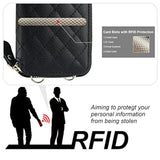 Crossbody Wallet Case For Iphone 14 Plus, Rfid Blocking Pu Leather Zipper Handbag Purse Flip Cover, Kickstand Folio Case With Card Slots Holder Wrist Strap Lanyard 5G 6.7 Inch (Black)