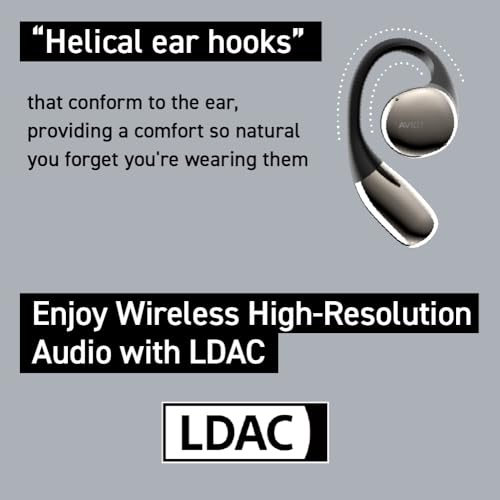 TE-H1 Open-Ear Earphones, Non-occluding Design, Ear-Hook Style, Hi-Res Audio and LDAC, Sound Leakage Reduction Mode, Up to 42 Hours of Playback,