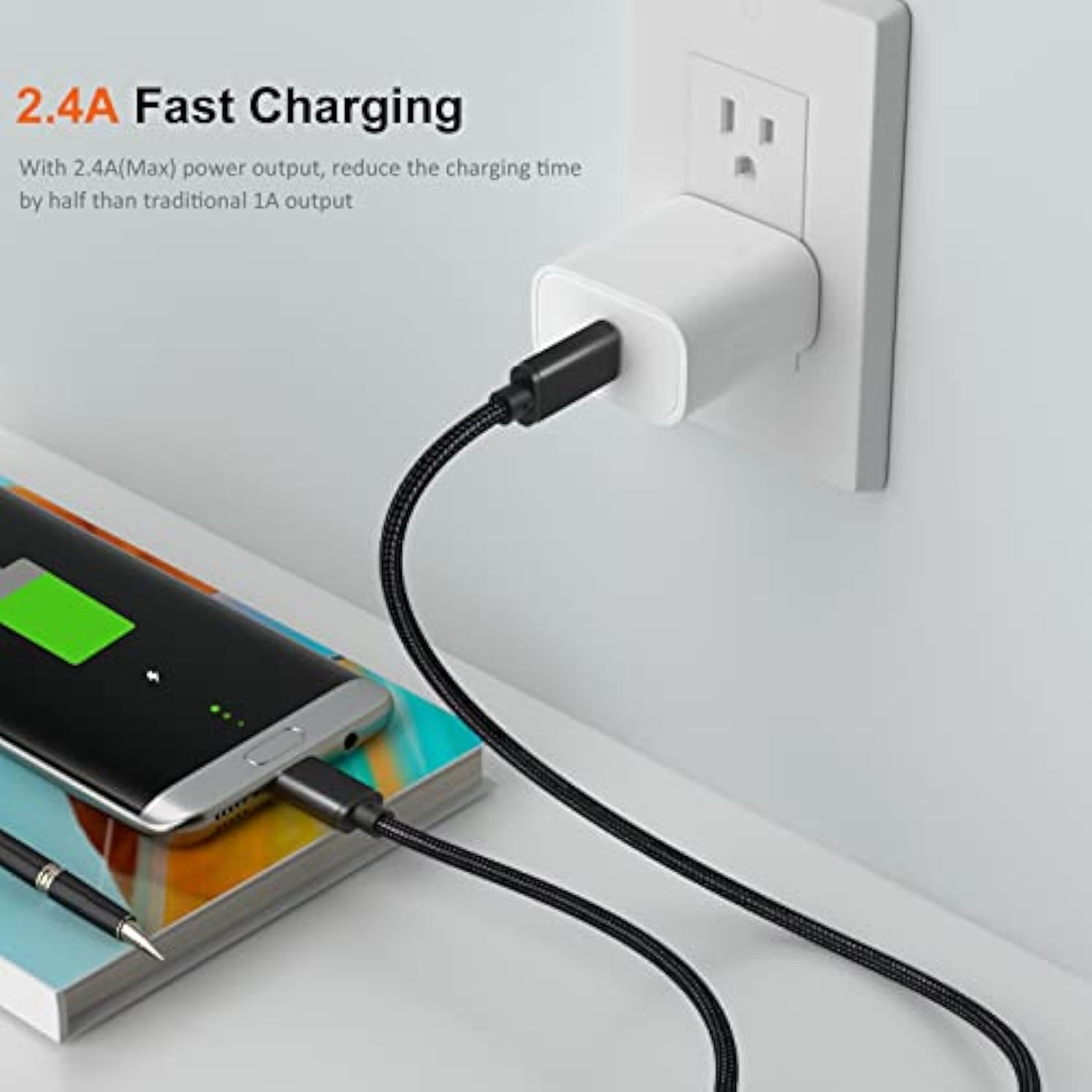 Micro Usb To Usb C Cable 3.3Ft, 3 Pack Braided Usbc To Micro Usb Cable, 2.4A Charging & 480Mbps Data Transfer,Type-C To Usb Micro Android Charger Cable For Kindle/Ps4 Xbox Controller/Samsung S7 S6 S5