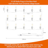 C7 Accessory Cord With 15 Led Light Bulbs And Outlet Christmas Village Light 17.7 Ft With Spare Fuse Warm White Lamp For