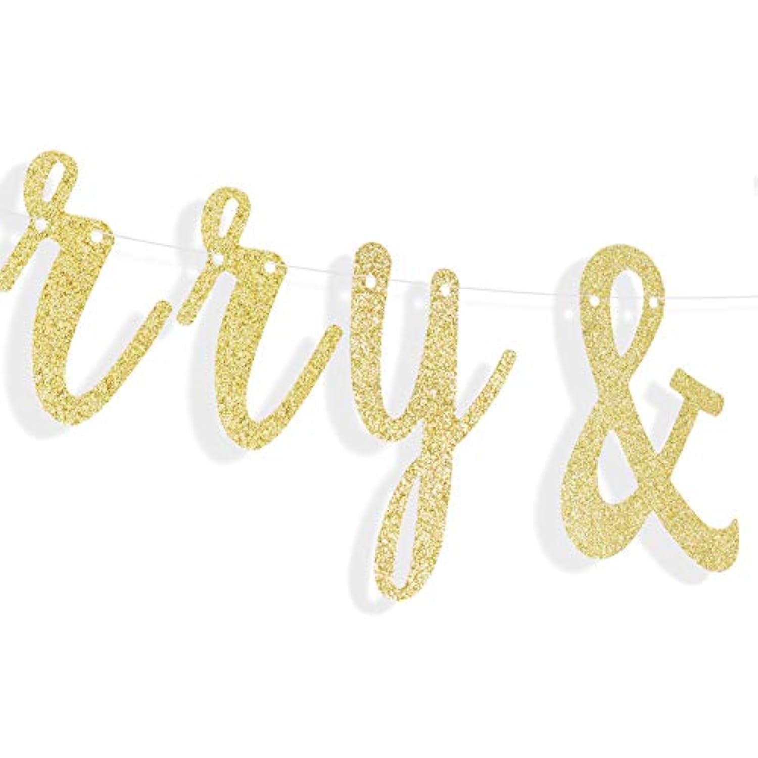 Merry & Bright Gold Glitter Bunting Banner Perfect For Merry Christmas Xmas Festival Holiday Party Decorations.