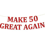 Funny 50Th Birthday Party Red Banner - Happy 50Th Wedding Anniversary Decorations - Milestone Birthday Party Decorations
