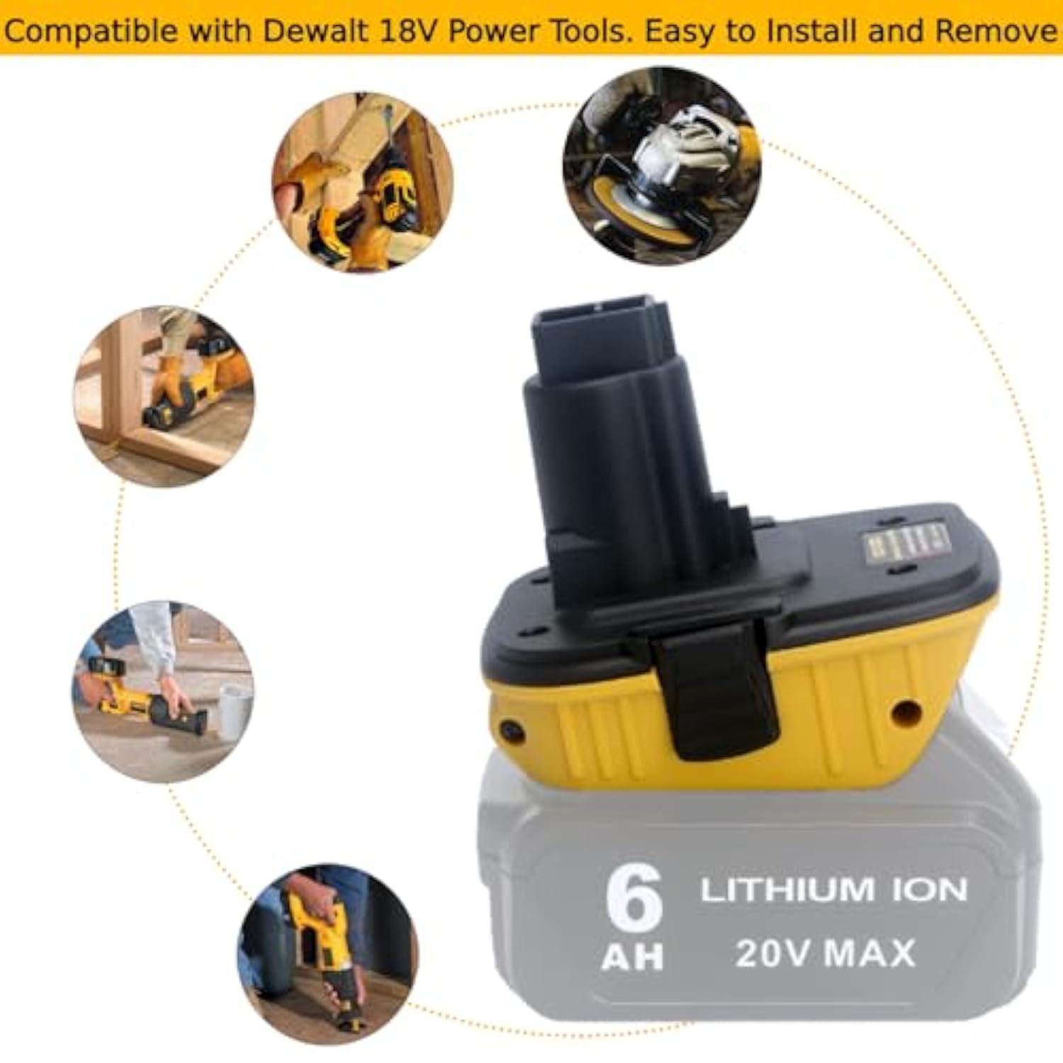 2 Packs Dca1820 Battery Adapter Compatible With Dewalt 18V Tools, Convert Compatible With Dewalt 20V Lithium Batteries Dcb203 Dcb204 Dcb206 To Work With 18V Cordless Power Tools