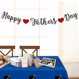 Happy Father's Day Decorations Banner Glitter Black