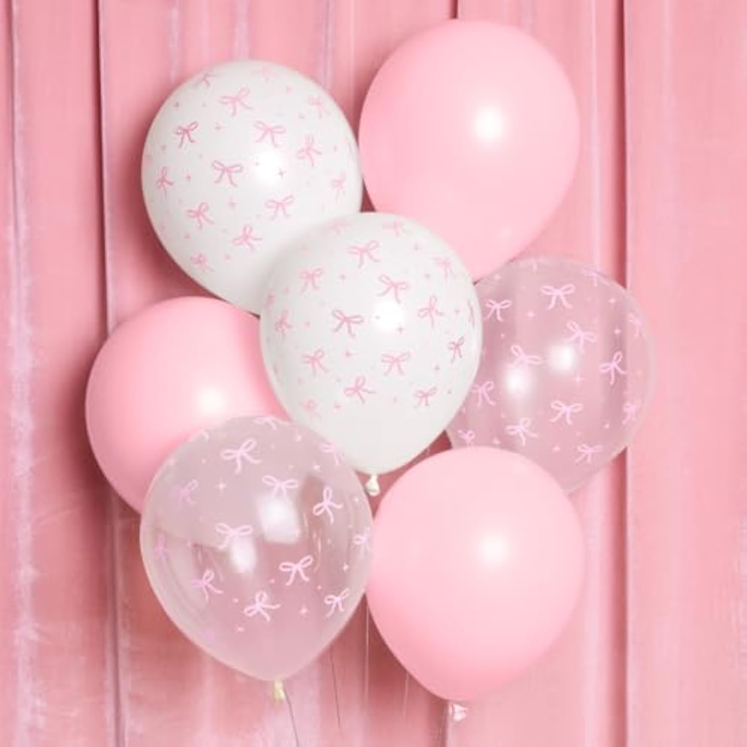 24Pack Pink Bow Latex Balloons 12-Inch Bachelorette Birthday Party Decor