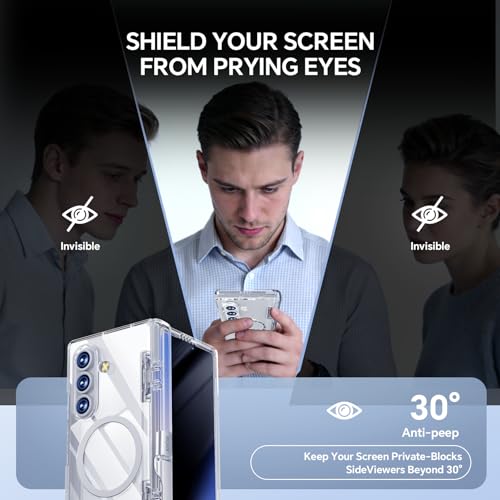 for  Galaxy Z Fold7 Case, [Compatible with Magsafe], [Invisible Kickstand & Privacy Screen Protector], Anti-Yellowing Protective Phone Case