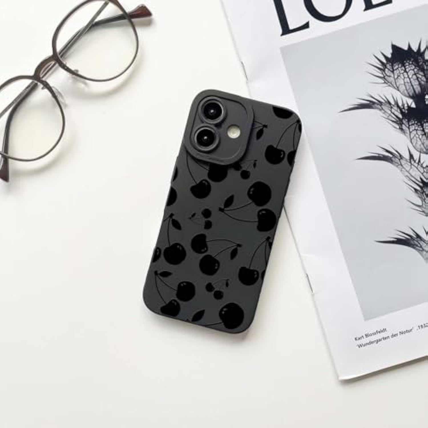 Compatible For Iphone 16 Case Cute Cool Cherry Black Design For Girls Women Soft Tpu Shockproof Protective Girly For Iphone 16-Cherry
