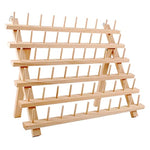 60-Spools Wooden Thread Holder Sewing And Embroidery Thread Rack And Organizer Thread Rack For Sewing With Hanging Hooks