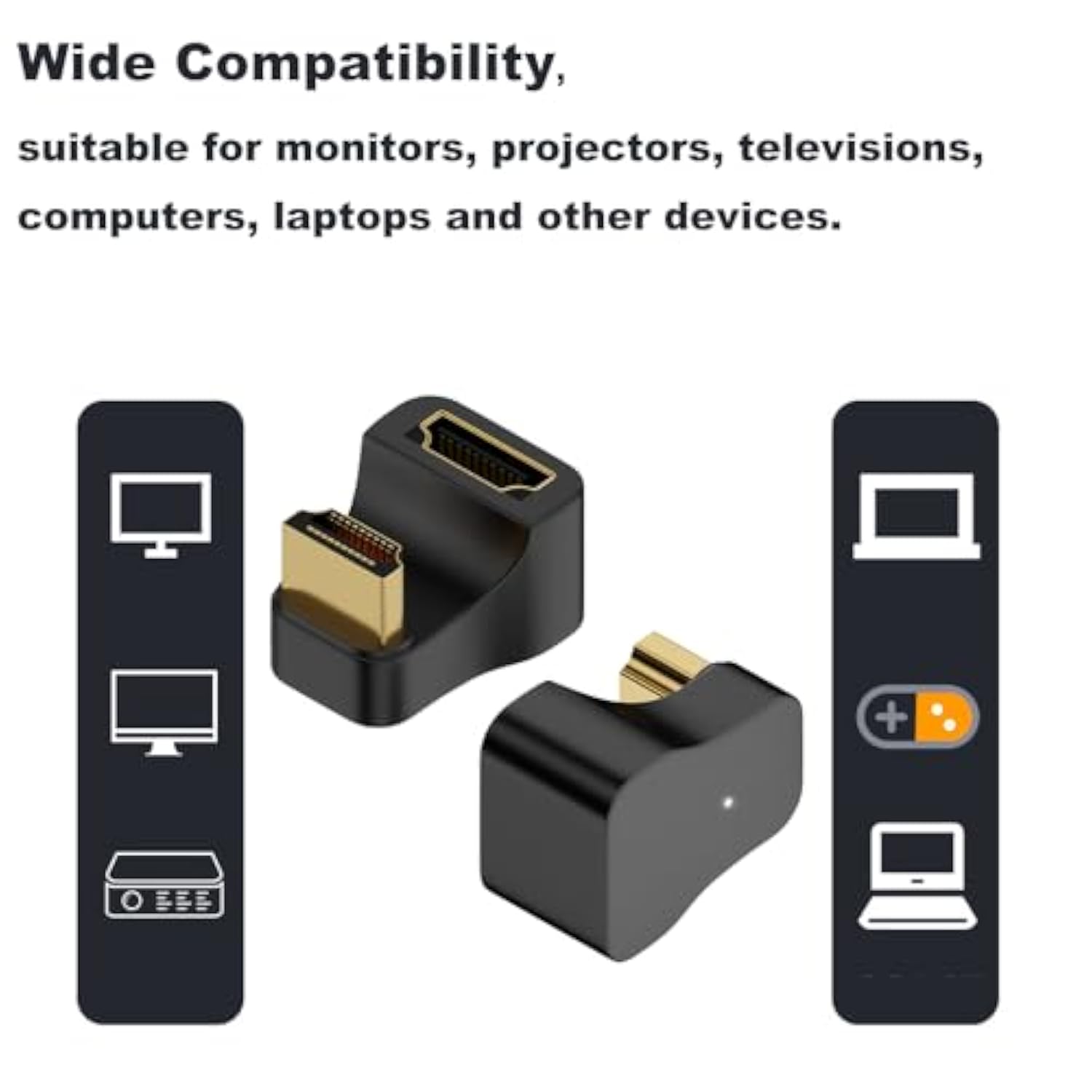 2 Pack Uhd Hdmi 8K Extension Adapter, U Shape 3D 48Gbps Hdmi 2.1 Extender, 180