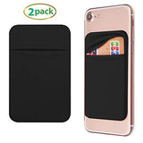 Cell Phone Pocket Self Adhesive Card Holder Stick On Wallet Sleeve with Adhesive ID Credit Card ATM Card Holder for iPhone Android 2 PACK BLACK