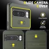 Heavy Duty Rugged Shockproof Protective Case for Google Pixel 8 Pro (Pine Green) - 2 in 1 Built-in Slide Camera Cover & Screen Protector