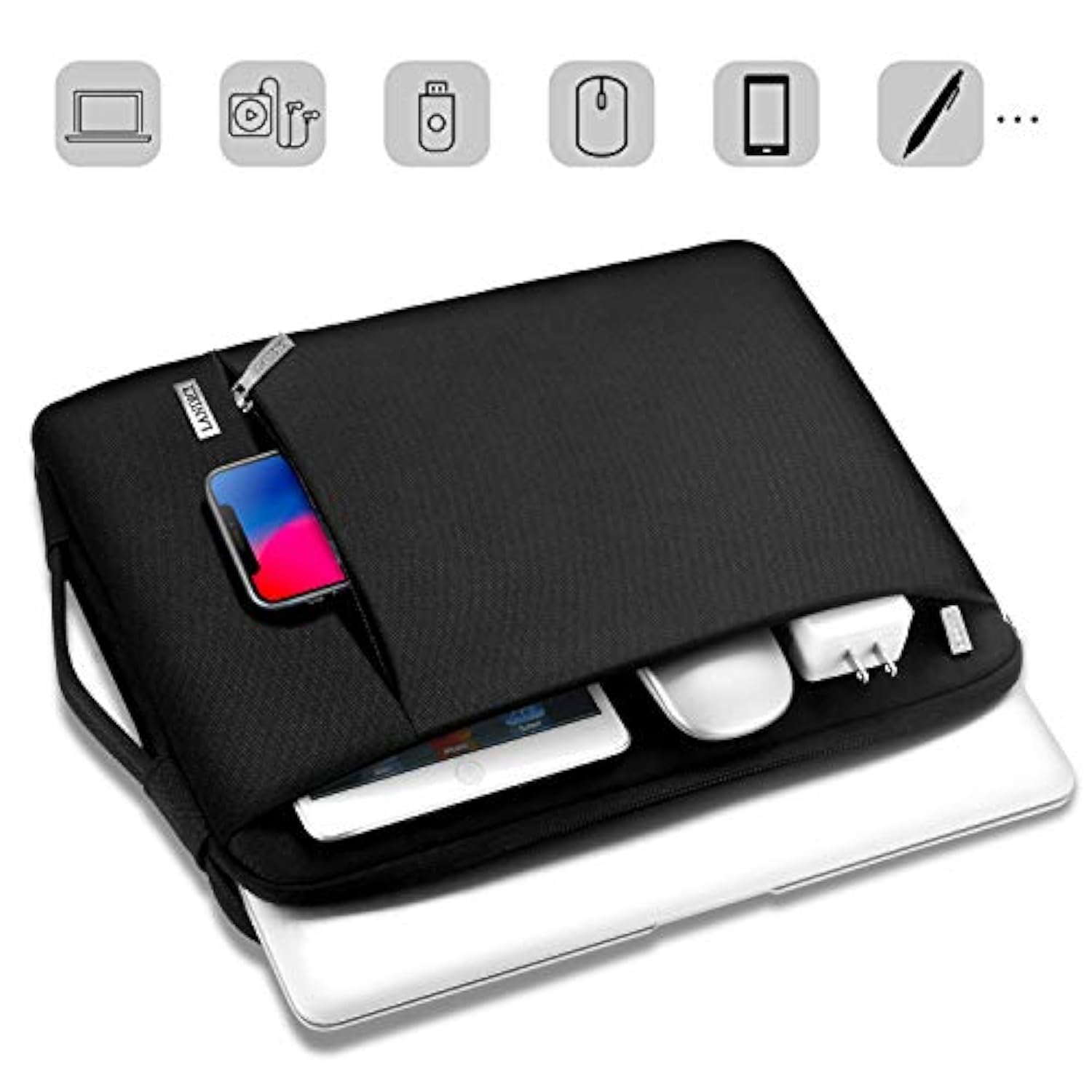 360° Protective Laptop Sleeve 15.6 Inch For Macbook Pro 16 M2/M1,Macbook Air 15,Computer Bag Carrying Case For 15-16 Inch Hp Dell Asus Notebook, Slim, Shockproof, Waterproof, Black