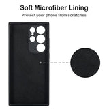 Compatible With Samsung Galaxy S23 Ultra Case Liquid Silicone, Skin Touch Gel Rubber Case With Soft Microfiber Lining, Cute Slim Full Camera Protection Cover, Black