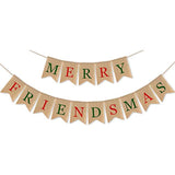 Burlap Merry Friendsmas Banner Christmas Holiday Friends Party Supplies Garland Decoration(Colorful)
