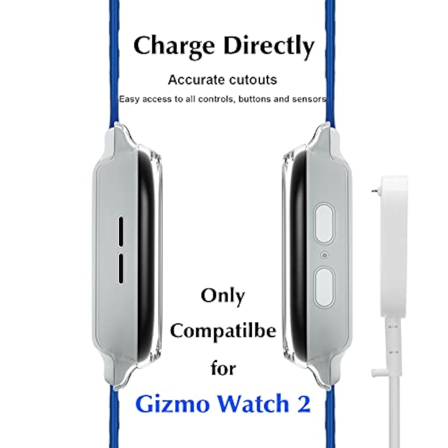 [2 Pack] Case Compatible For Gizmo Watch 2 Screen Protector For Kids?2 Pack?, Hard Pc Overall Protective Case And Tempered Glass Screen Protector For Verizon Gizmo Watch 2,Clear+Clear
