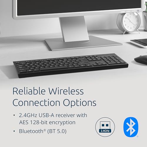 Kb270 Eq Wireless Rechargeable Keyboard, Full-Size, Spill-Proof, 2.4Ghz & Bluetooth 5.0 Connection, Compatible With Windows And Macos (K75558Na)