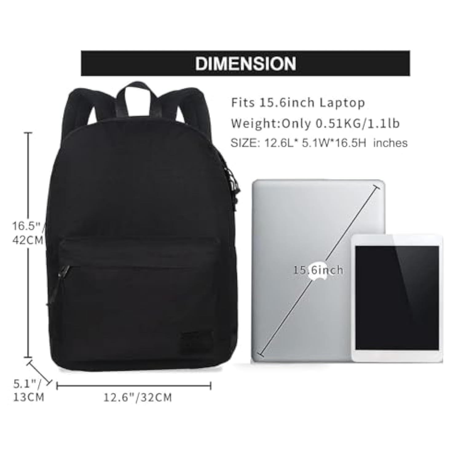 Casual Laptop Backpack For Men And Women, School Backpack For Boys And Girls, College Bookbag, Usb Charging Port, Lightweight Back Pack(Black)