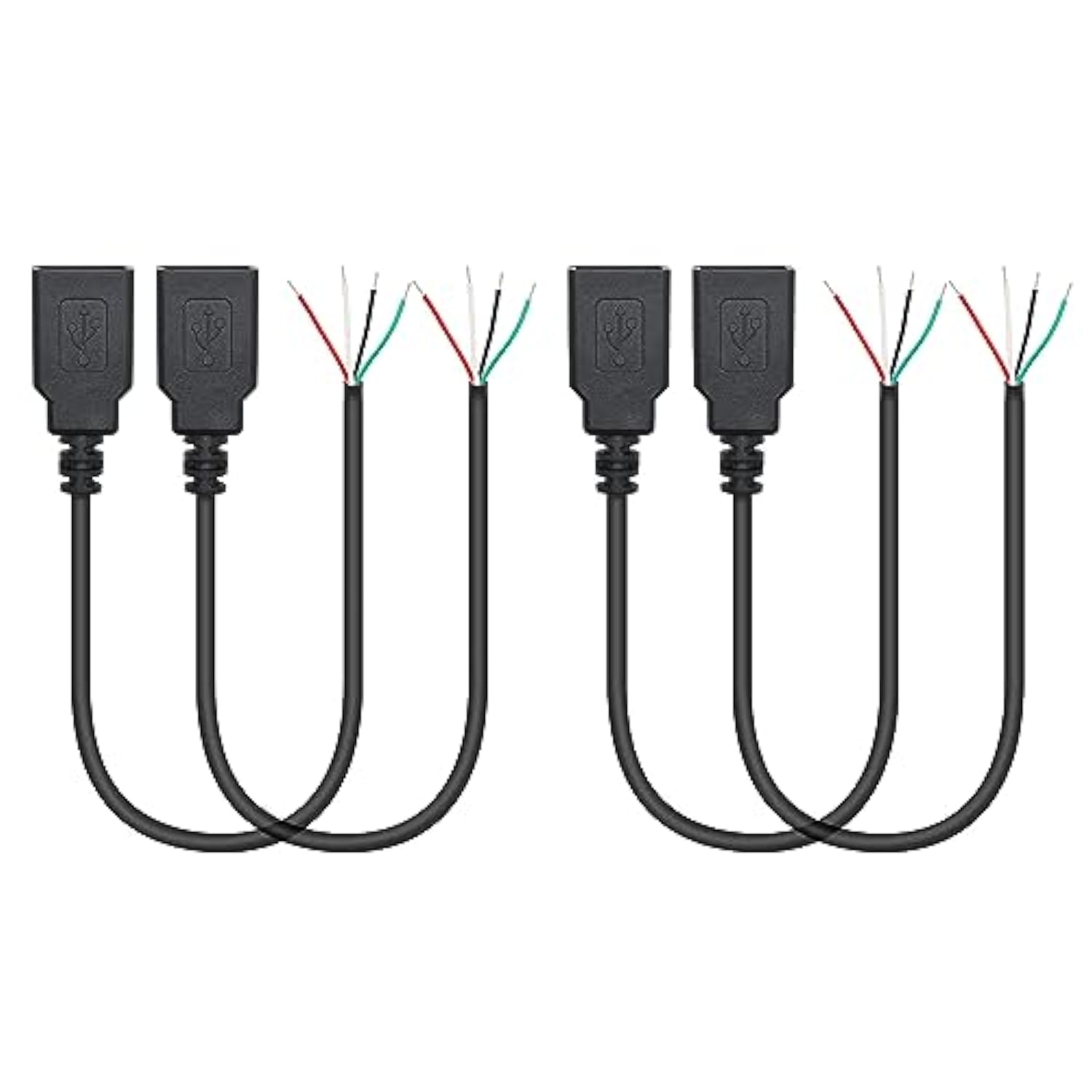 4Pcs Short Usb A Female 4 Pin Bare Wire 11Inch,Usb 5V/2A 4 Pin Pigtail Open En