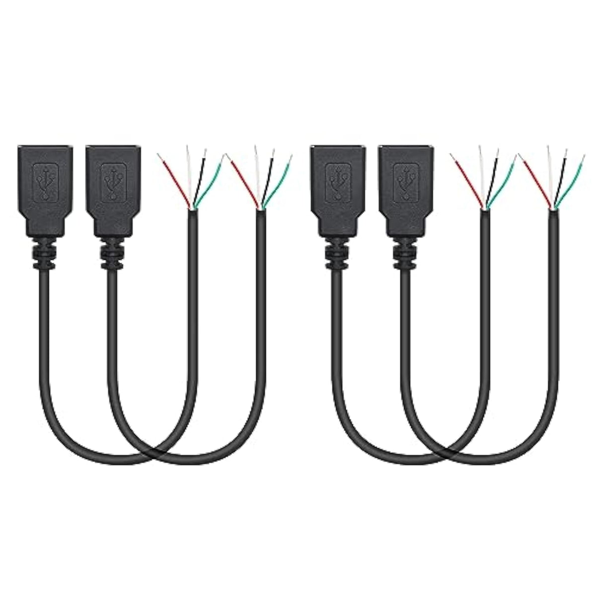4Pcs Short Usb A Female 4 Pin Bare Wire 11Inch,Usb 5V/2A 4 Pin Pigtail Open En
