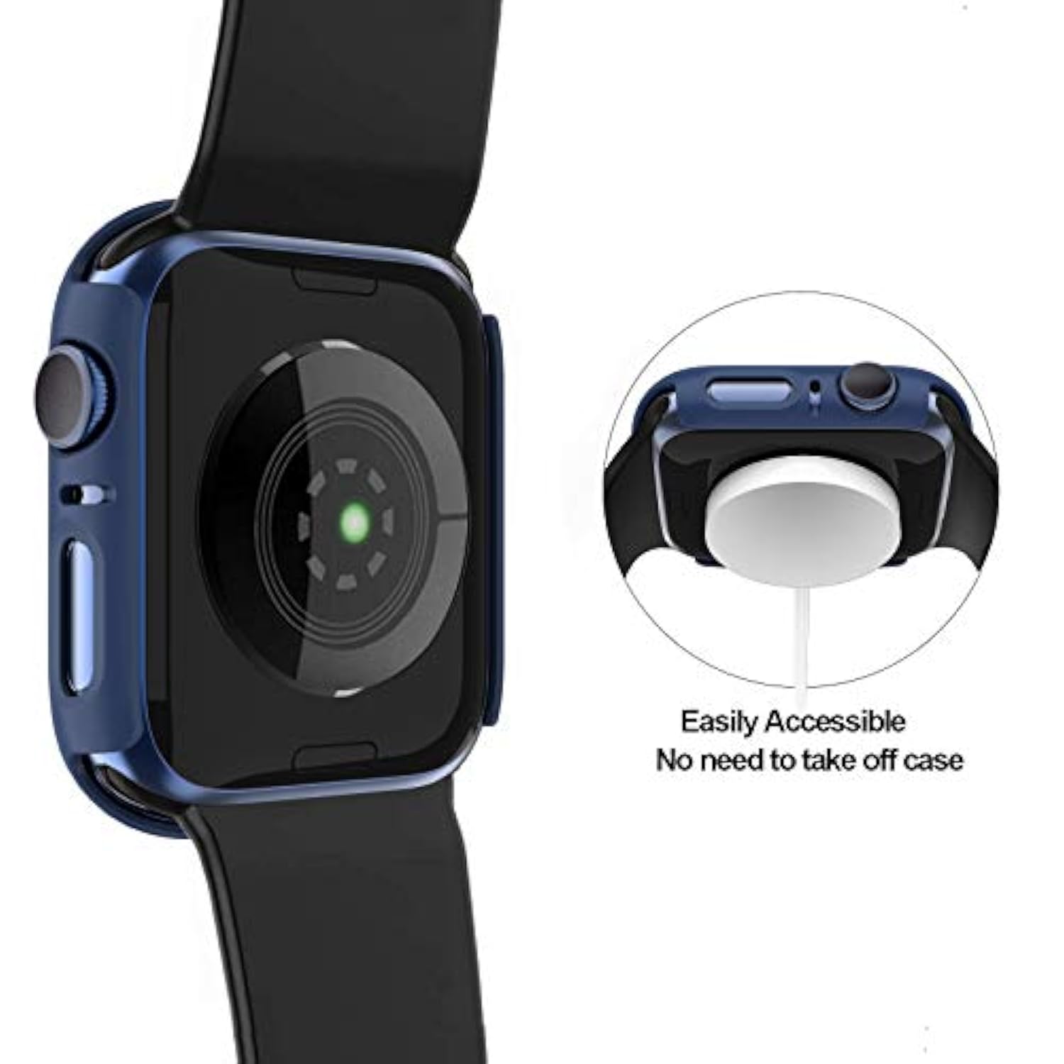 4 Pack Hard Pc Case Compatible With Apple Watch Series 9/8/7 45Mm, Case With Tempered Glass Screen Protector Bubble-Free Cover For Iwatch 9/8/7 Accessories, (Black+Blue+Silver+Clear, 45Mm)