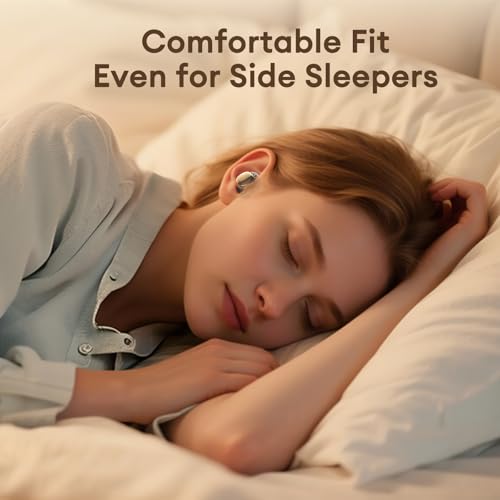Sleep Headphones For Side Sleepers, Sleep Invisible Earbuds With Vibration Charging Case Wireless Bluetooth 6.0, Soft Silicone Mini Earbuds For Sleeping, Snoring Noise Isolation, S13 Beige