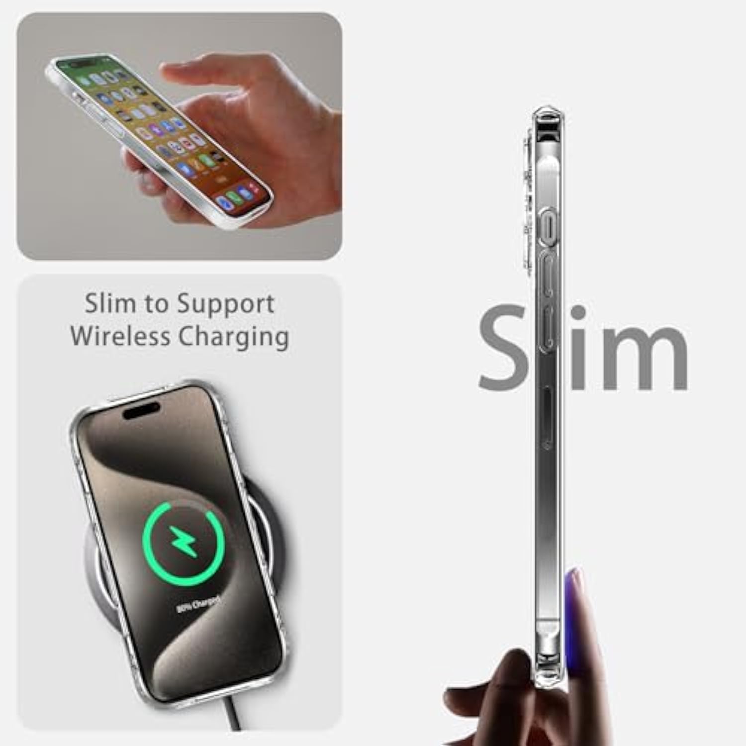 Clear Shockproof Case for iPhone 15 Pro Max Slim Anti-Scratch Cover