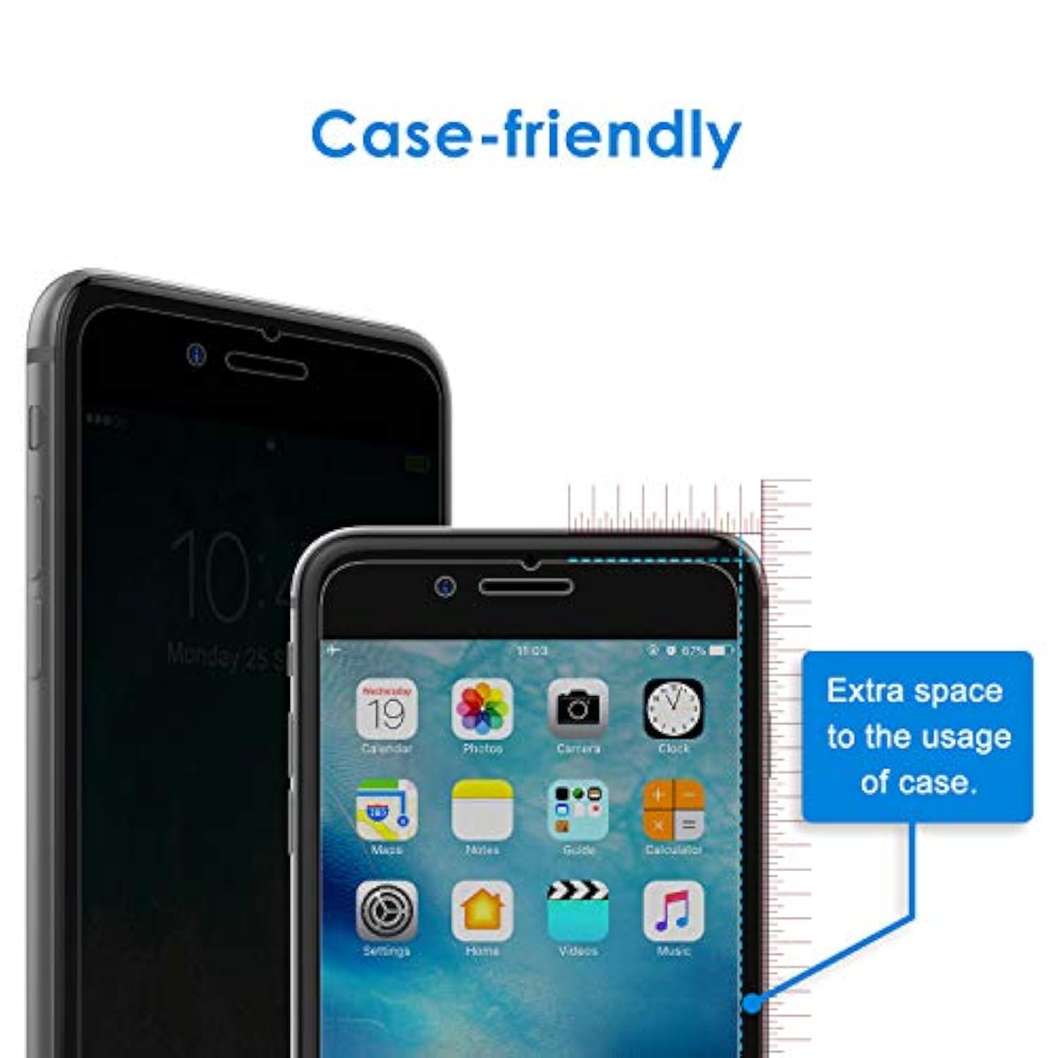 JETech Privacy Screen Protector for iPhone 8 Plus and iPhone 7 Plus, Anti-Spy Tempered Glass Film, 2-Pack