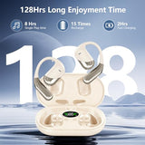 Open Ear Clip Wireless Earbuds Headphones, Bluetooth 5.4, Open Ear Design, Built-in Mic, IPX7 Waterproof, LED Display Charging Case,Ear Hooks Ear