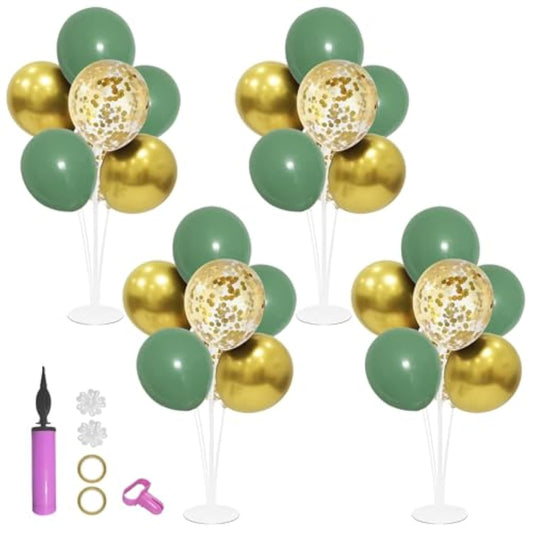 Green And Gold Balloon Stand Centerpiece Table Decorations For Birthday Woodland Baby Shower Party Decoration (Green Gold Set4)
