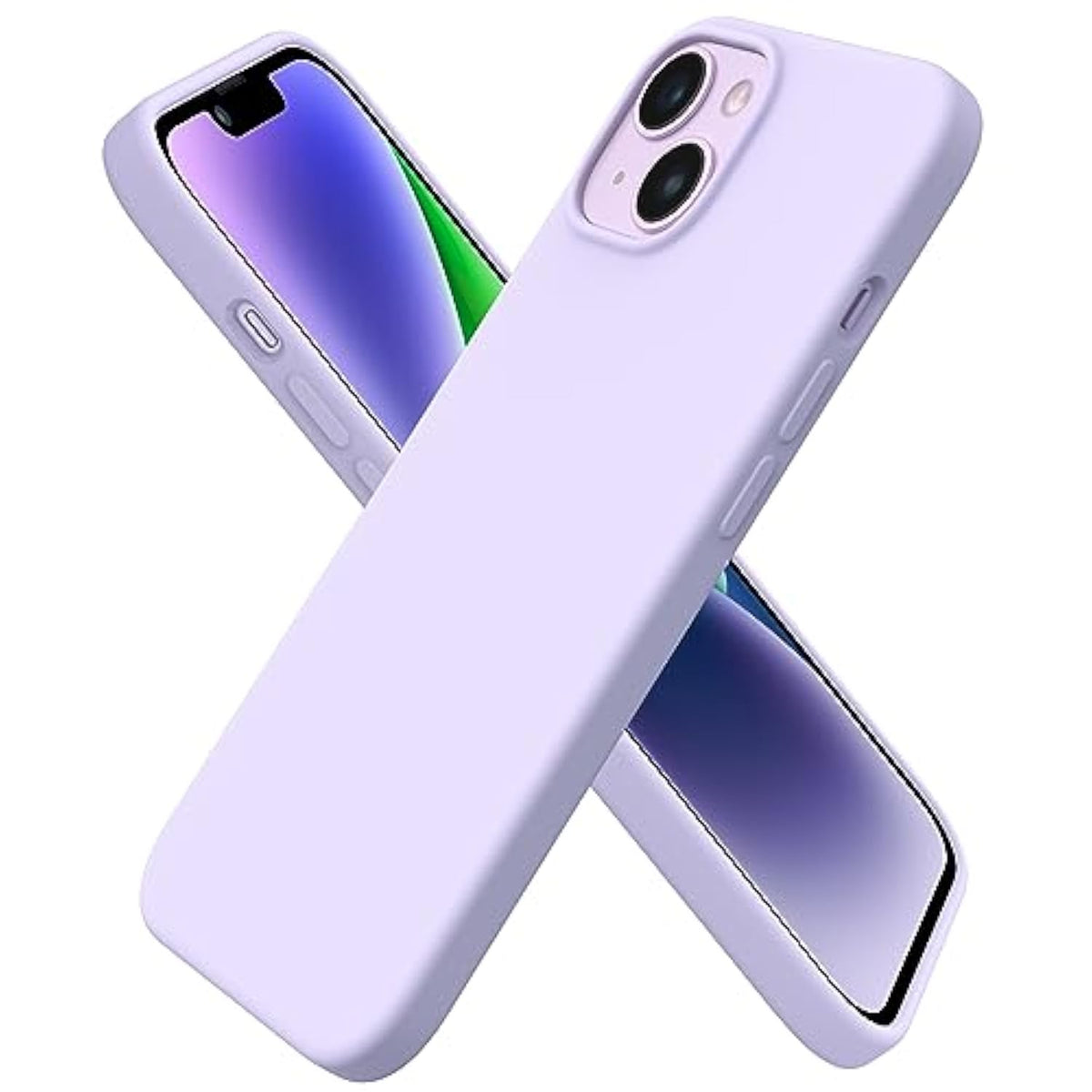 Compatible With Iphone 14 Case 6.1, Slim Liquid Silicone 3 Layers Full Phone Covered Soft Gel Rubber Case Protective Phone Cover 6.1 Inch-Pastel Lilac