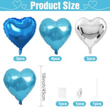 10pcs Silver & Blue Heart Foil Balloons – 18in for Birthday, Anniversary  More