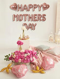 Happy Mothers Day Balloons Banner with Heart, Rose Balloons, Gifts for Mom