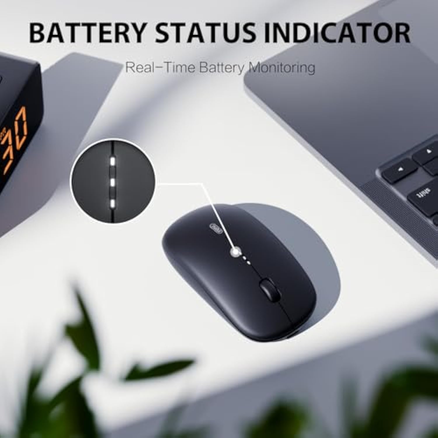 M1 Ii Wireless Mouse Bluetooth, 80G Tri-Mode (Bluetooth 5.0/4.0+Usb) Computer Mouse, Visible Battery Leval, Type-C Charging, For Windows/Pc/Mac/Tablet/Laptop - Black