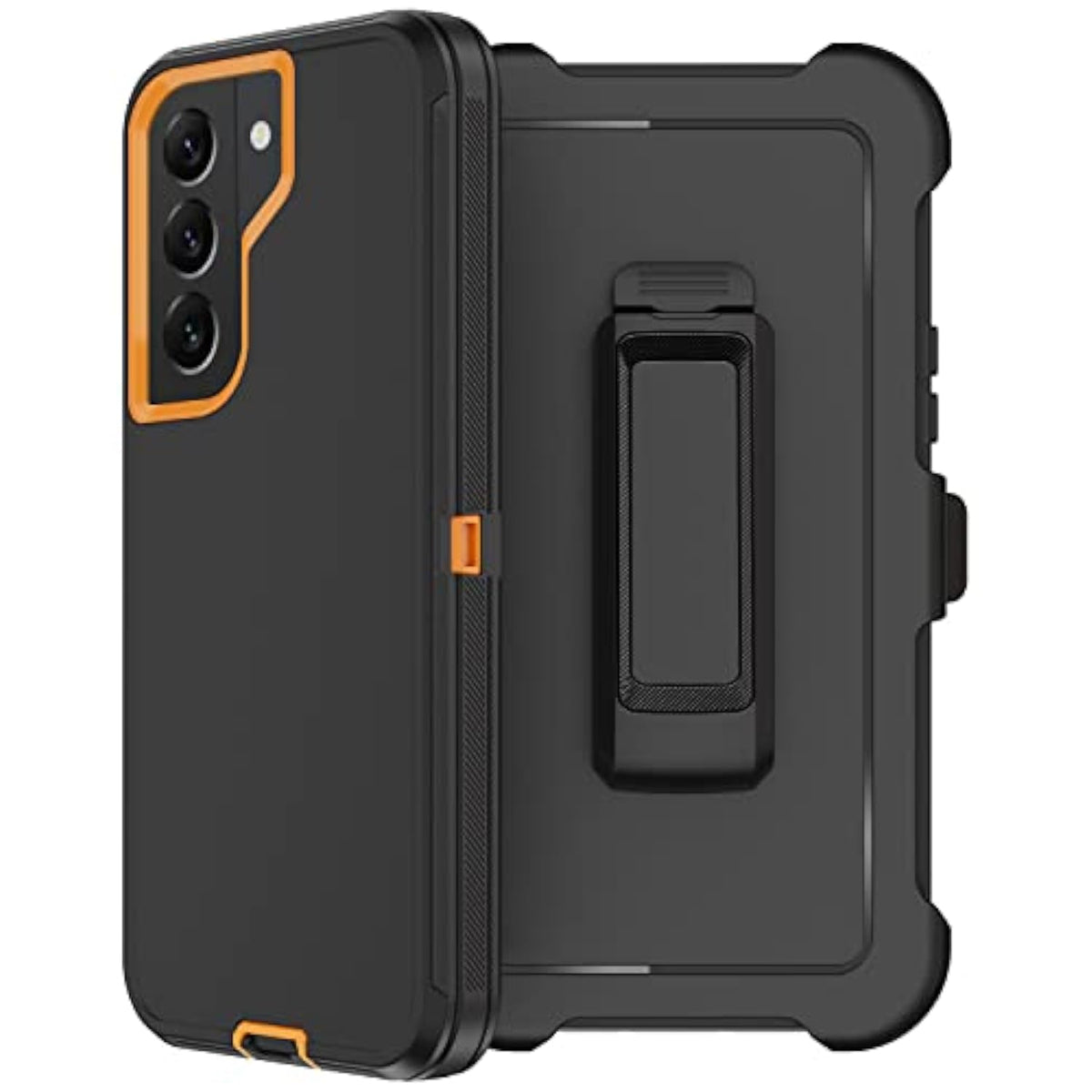 For Samsung Galaxy S22 Case With Belt Clip Holster, 2X Screen Protector, [Military Grade Protection] Heavy Duty Full Body Shockproof Dust-Proof Rugged Protective Cover For Samsung S22 5G Orange