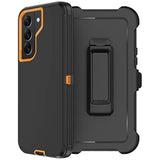 For Samsung Galaxy S22 Case With Belt Clip Holster, 2X Screen Protector, [Military Grade Protection] Heavy Duty Full Body Shockproof Dust-Proof Rugged Protective Cover For Samsung S22 5G Orange