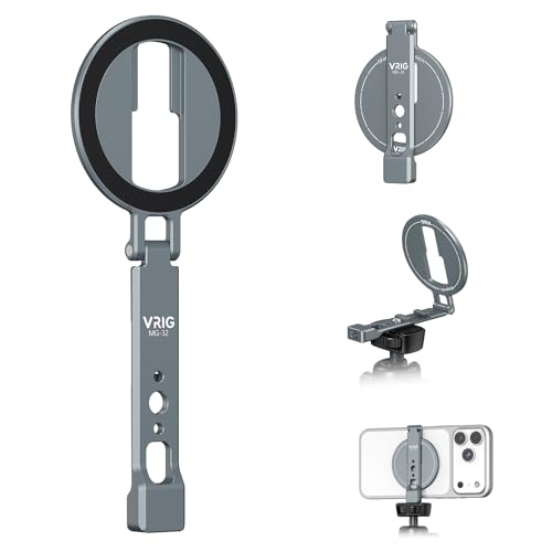 VRIG Phone Tripod Holder Mount for MagSafe,Aluminum Tripod Mount Adapter with 1/4-20 & Cold Shoe for Video Recording for iPhone 17 16 15 14 13 12 Pro
